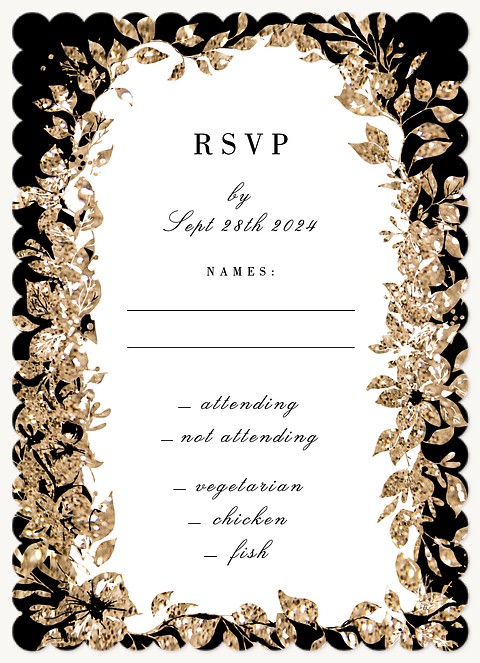 Glittering Foliage Wedding RSVP Cards