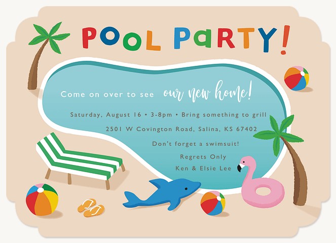 Birthday Pool Party Party Invitations