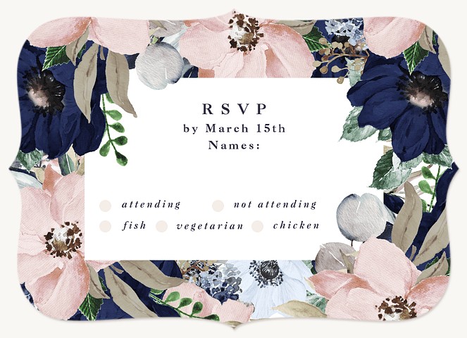 Ocean Floral Wedding RSVP Cards