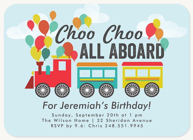 All Aboard Kids Birthday Invitations