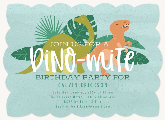 Dino-mite Kids Birthday Invitations