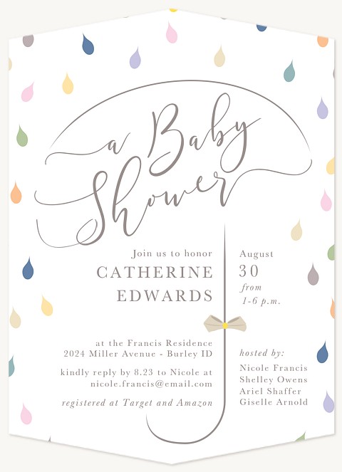 Rainbow Raindrops Baby Shower Invites