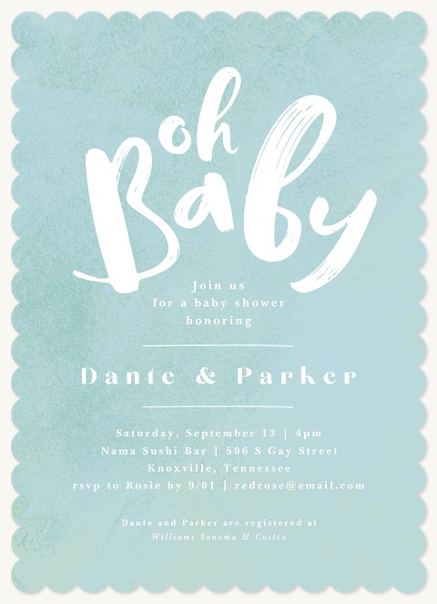 Oh Baby Blue Baby Shower Invites