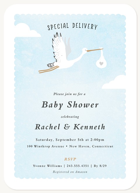 Classic Stork Baby Shower Invites
