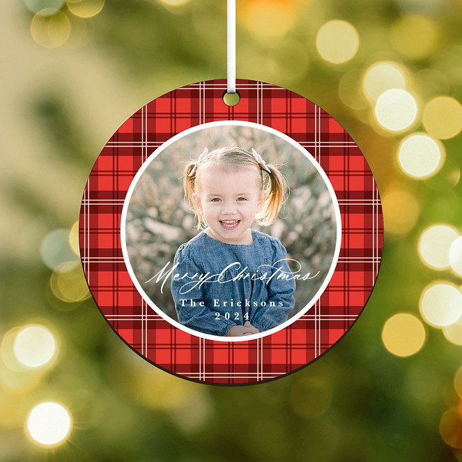 Merry Plaid Personalized Ornaments