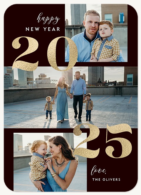 Year Trio Photo Holiday Cards