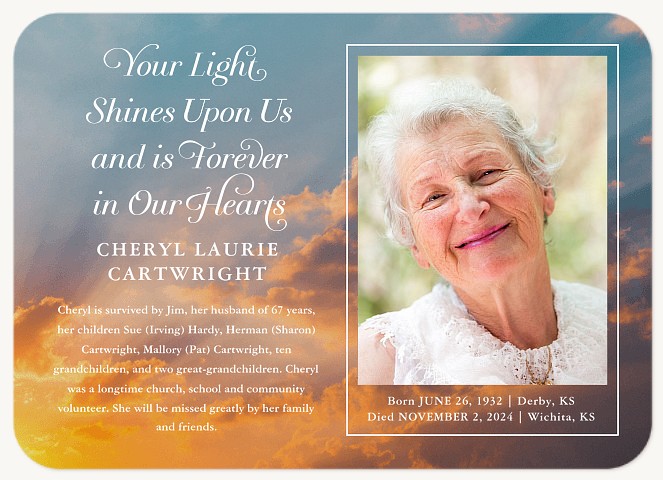 Sunset Memorial & Sympathy Cards