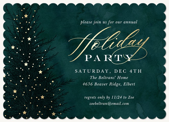 Glowing Tree Holiday Party Invitations