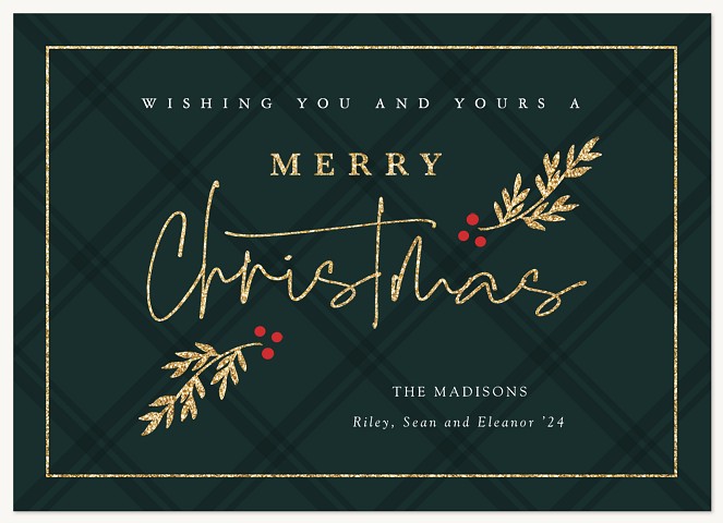 Plaid & Gold Personalized Holiday Cards