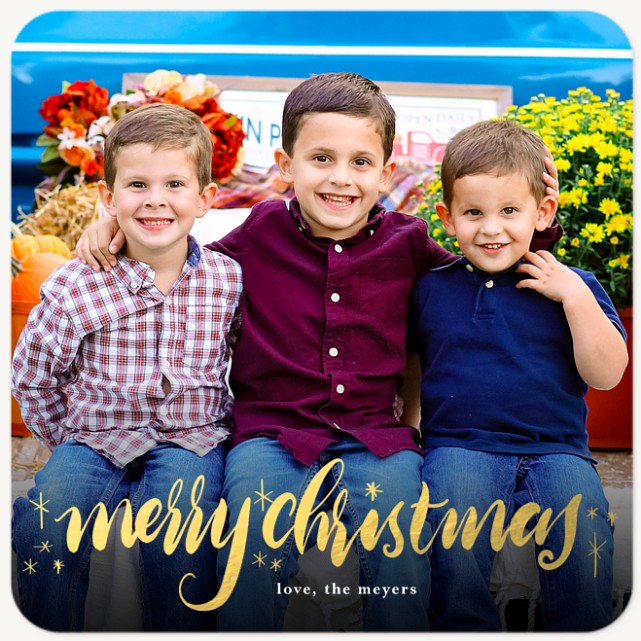 Golden Lettering Personalized Holiday Cards