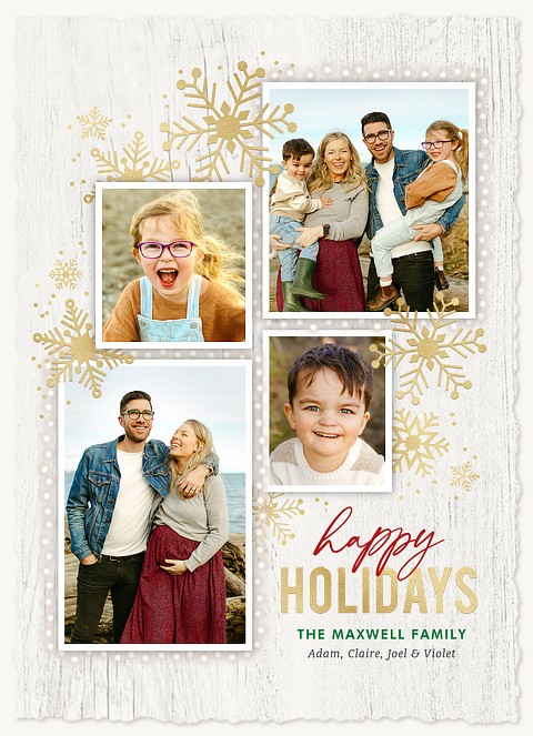Shimmering Snowflakes Personalized Holiday Cards