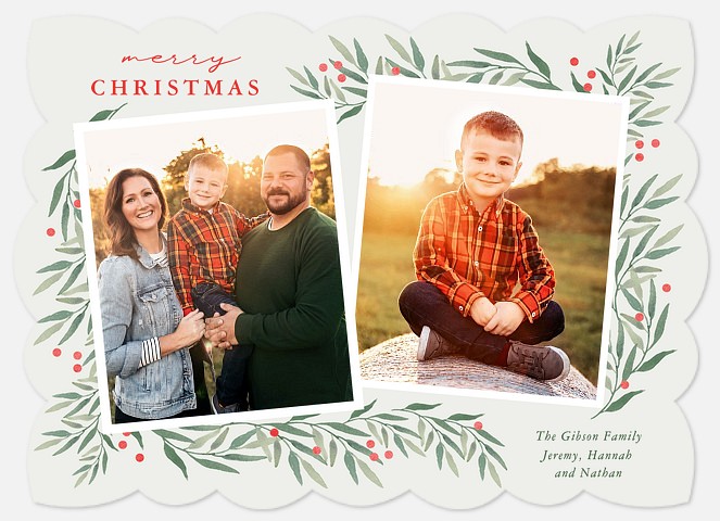 Watercolor Garland Holiday Photo Cards