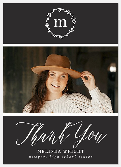 Elegant Monogram Thank You Cards 