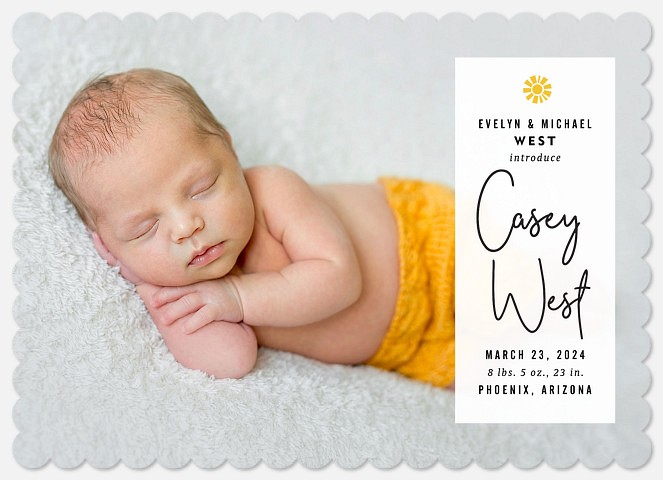 Little Sunshine Baby Birth Announcements