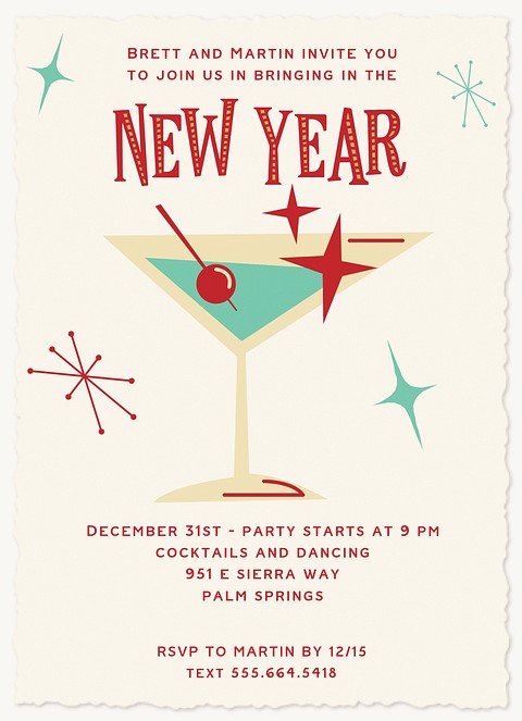 Retro Martini Holiday Party Invitations