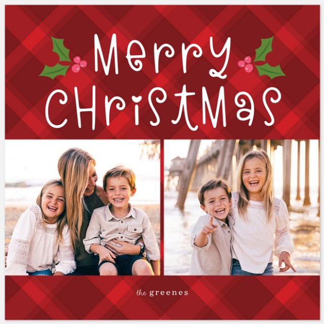 Holly Square Holiday Photo Cards