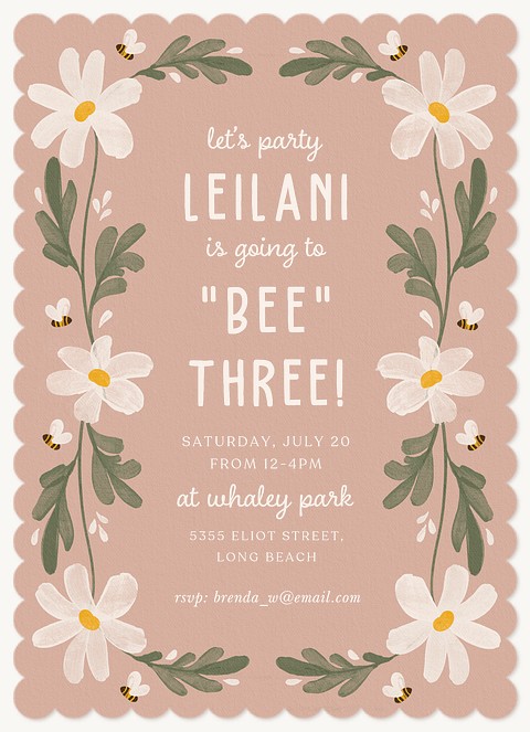 Bee Happy Kids Birthday Invitations