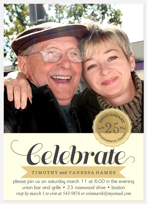 Gold Stamp Anniversary Invitations