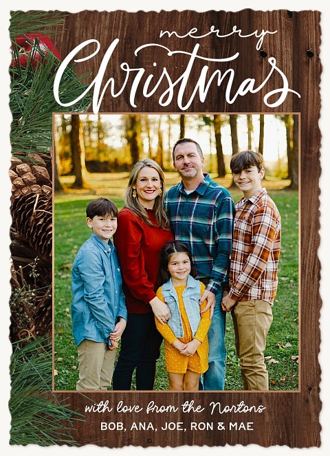 Rustic Sidebar Personalized Holiday Cards