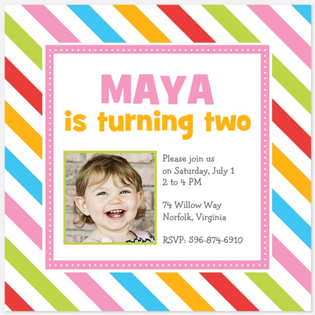 Candy Stripe Kids' Birthday Invitations