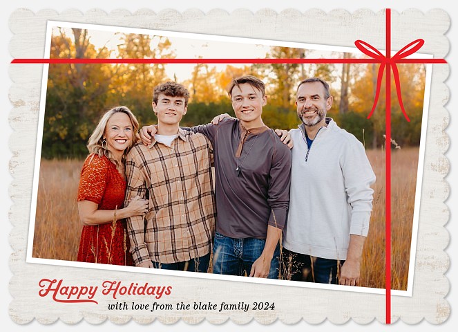 Rustic Ribbon Holiday Photo Cards