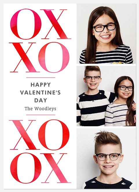 Watercolor XO Valentine Photo Cards