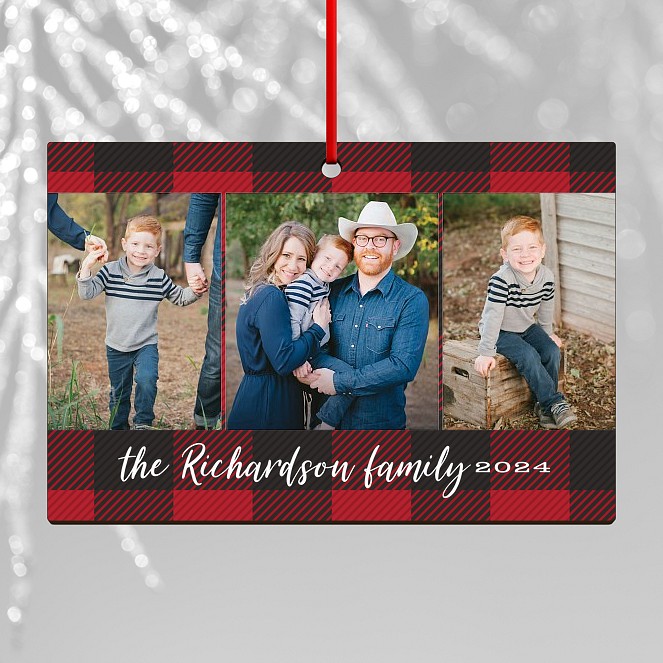 Plaid Trio Custom Ornaments