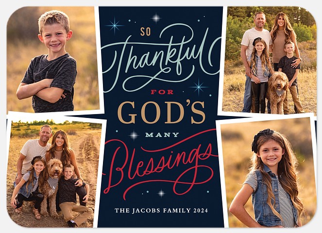 Blessed And Thankful Holiday Photo Cards