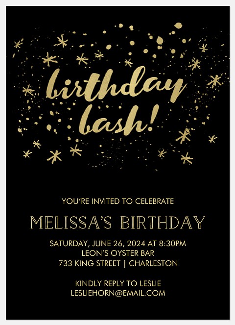 Speckled Stars Adult Birthday Invitations