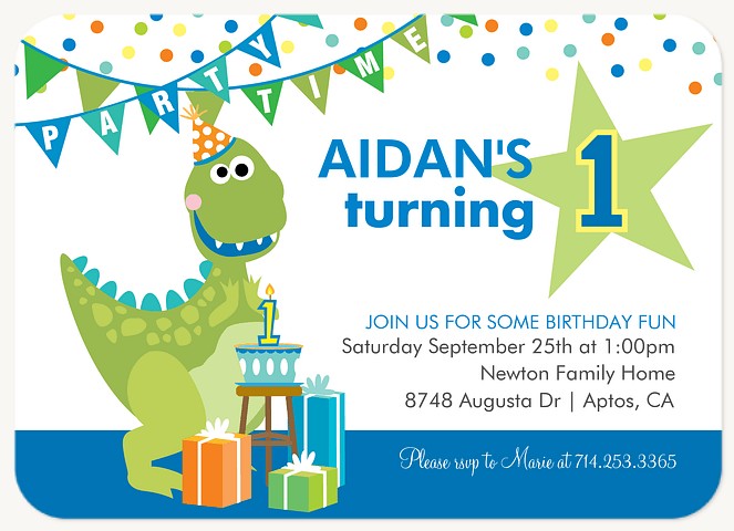 Prehistoric Bash Kids Birthday Invitations