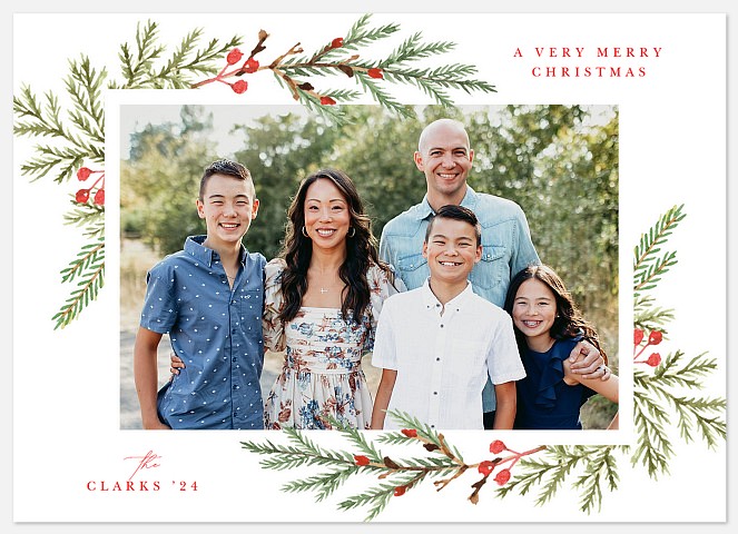 Winter Greenery Holiday Photo Cards