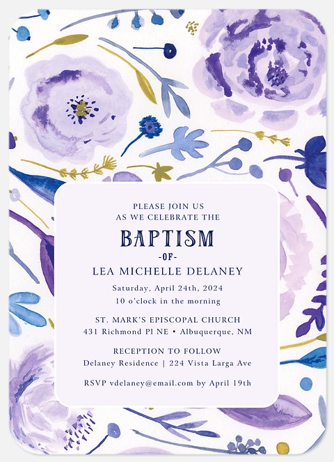 Bloomed Baptism Baptism Christening Invitations