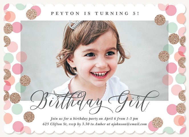 Sparkle Girl Kids Birthday Invitations