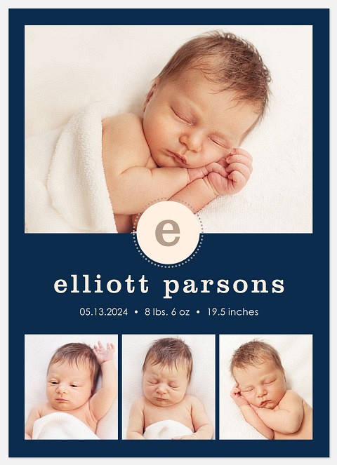 Newborn Initial Baby Birth Announcements