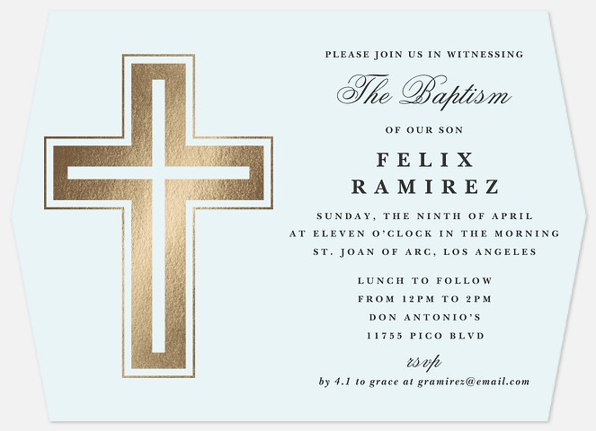 Classic Crucifix Baptism Christening Invitations