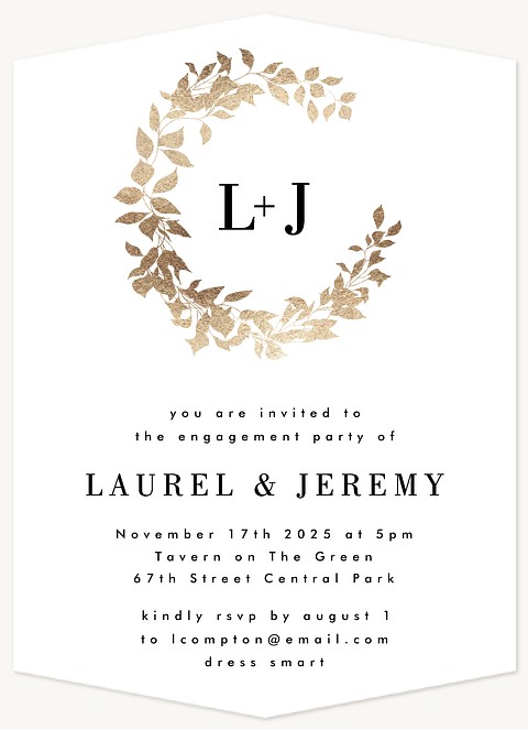 Monogram Wreath Engagement Party Invitations