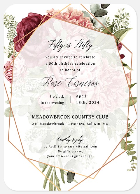 Geo Floral Adult Birthday Invitations