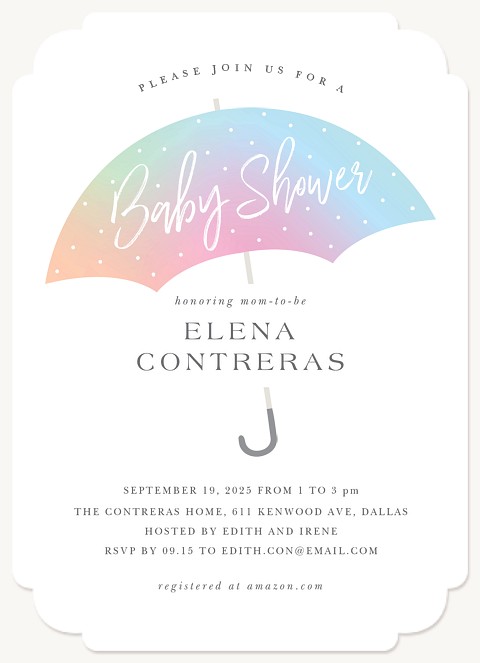 Rainbow Umbrella Baby Shower Invites