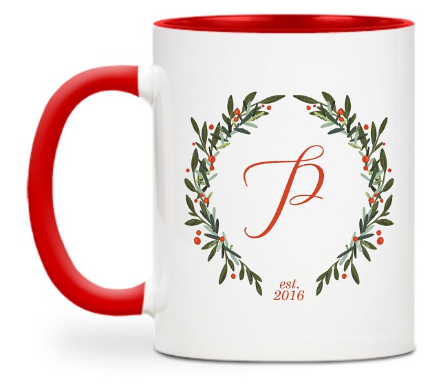 Monogrammed Wreath Custom Mugs