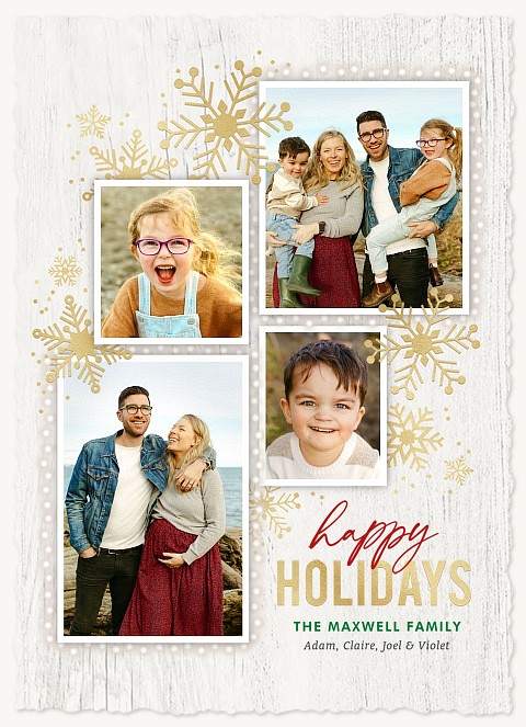 Shimmering Snowflakes Personalized Holiday Cards