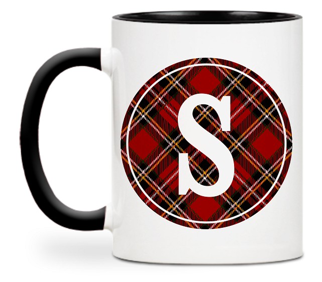 Plaid Monogram Custom Mugs