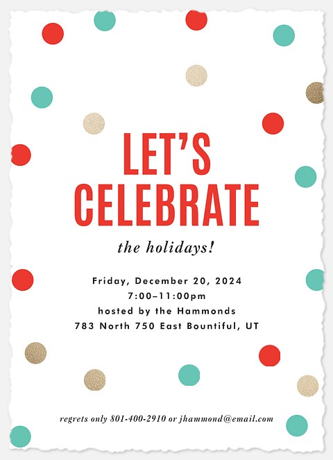 Cheerful Confetti Holiday Party Invitations