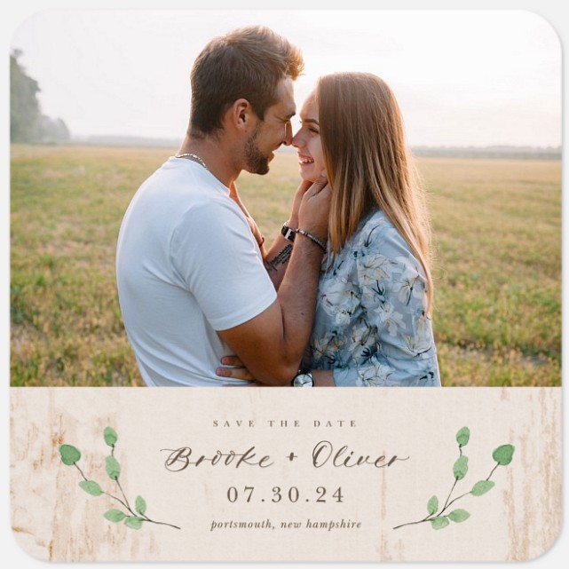 Rustic Eucalyptus Save the Date Photo Cards